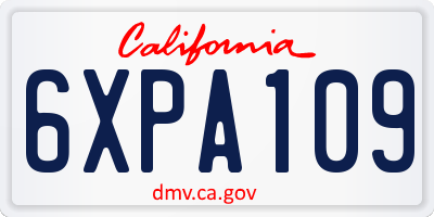 CA license plate 6XPA109