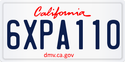 CA license plate 6XPA110