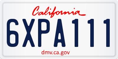 CA license plate 6XPA111