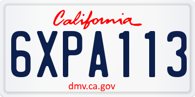 CA license plate 6XPA113