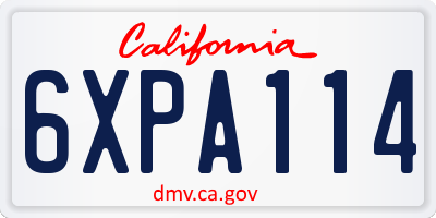 CA license plate 6XPA114