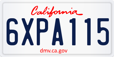 CA license plate 6XPA115