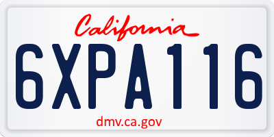 CA license plate 6XPA116