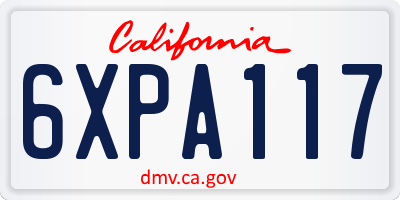 CA license plate 6XPA117