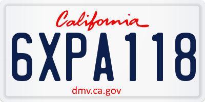 CA license plate 6XPA118