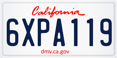 CA license plate 6XPA119