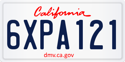CA license plate 6XPA121