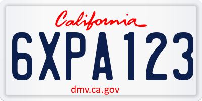 CA license plate 6XPA123
