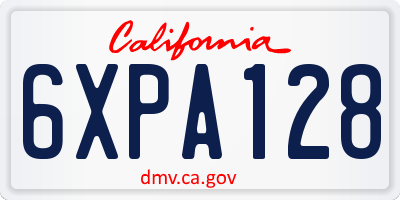 CA license plate 6XPA128