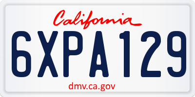 CA license plate 6XPA129