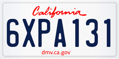 CA license plate 6XPA131