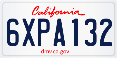 CA license plate 6XPA132