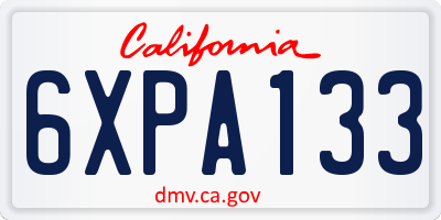 CA license plate 6XPA133