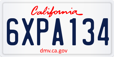 CA license plate 6XPA134