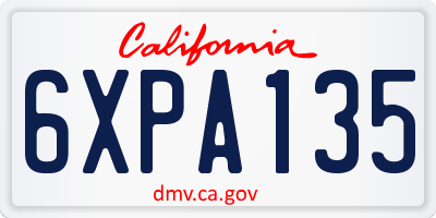 CA license plate 6XPA135