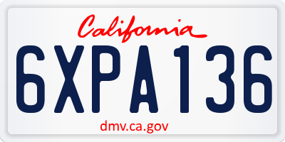 CA license plate 6XPA136