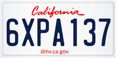 CA license plate 6XPA137
