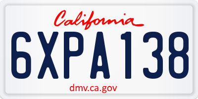 CA license plate 6XPA138