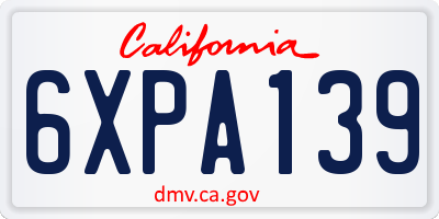 CA license plate 6XPA139