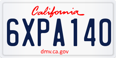 CA license plate 6XPA140