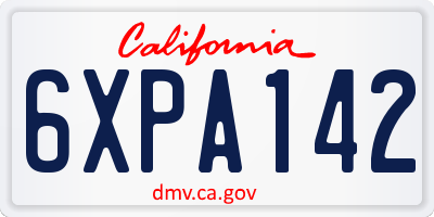 CA license plate 6XPA142