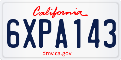 CA license plate 6XPA143