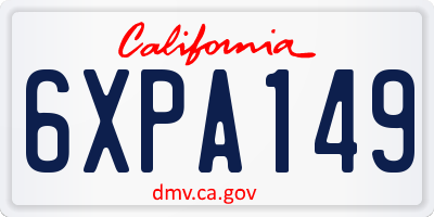 CA license plate 6XPA149