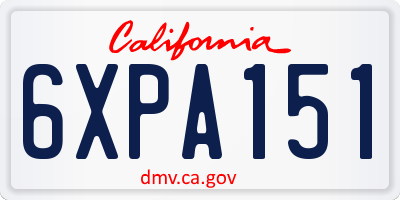 CA license plate 6XPA151