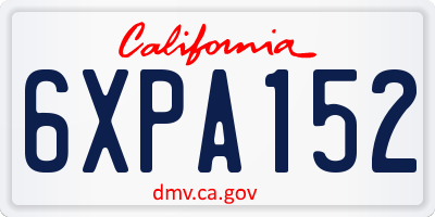 CA license plate 6XPA152