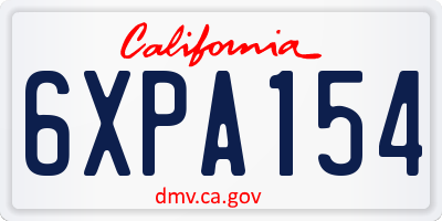 CA license plate 6XPA154