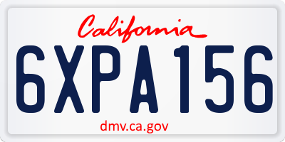 CA license plate 6XPA156