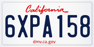 CA license plate 6XPA158