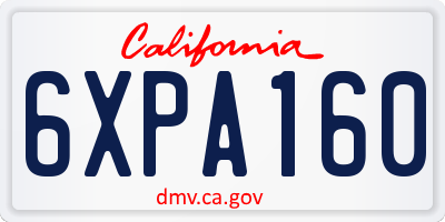 CA license plate 6XPA160