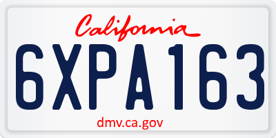 CA license plate 6XPA163