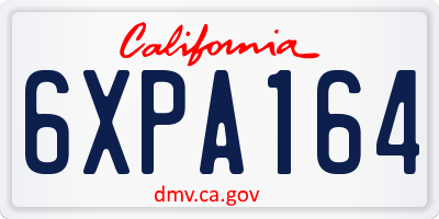 CA license plate 6XPA164