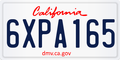 CA license plate 6XPA165