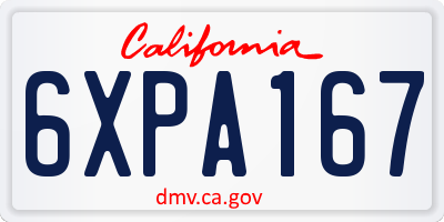 CA license plate 6XPA167