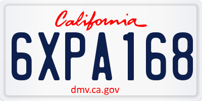 CA license plate 6XPA168