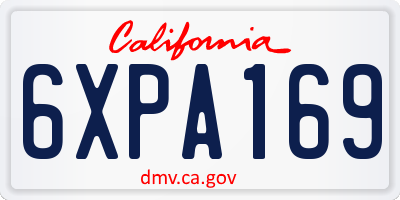 CA license plate 6XPA169