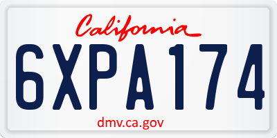 CA license plate 6XPA174