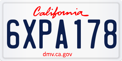 CA license plate 6XPA178