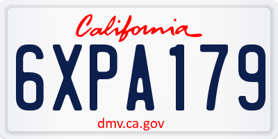 CA license plate 6XPA179