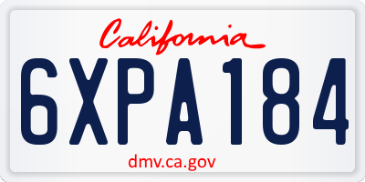 CA license plate 6XPA184
