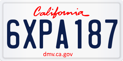 CA license plate 6XPA187