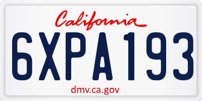 CA license plate 6XPA193