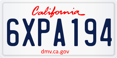 CA license plate 6XPA194