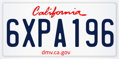 CA license plate 6XPA196