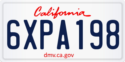 CA license plate 6XPA198