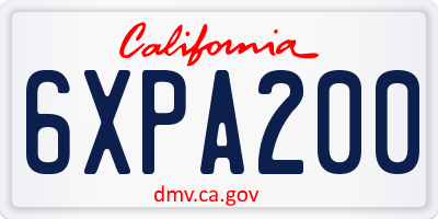 CA license plate 6XPA200