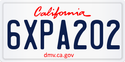 CA license plate 6XPA202